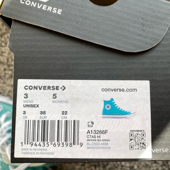 Women’s Converse Archive Green High-Top Sneakers Size 5 - Picture 9 of 9